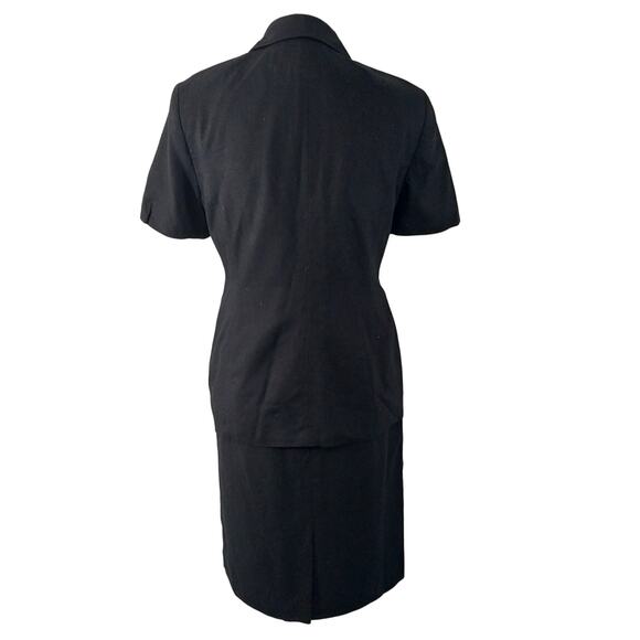 PRESTON & YORK PETITES! LINEN+! BLACK 2 PC SHORT SLEEVED SKIRT SUIT SET! SZ 6P - Picture 6 of 11